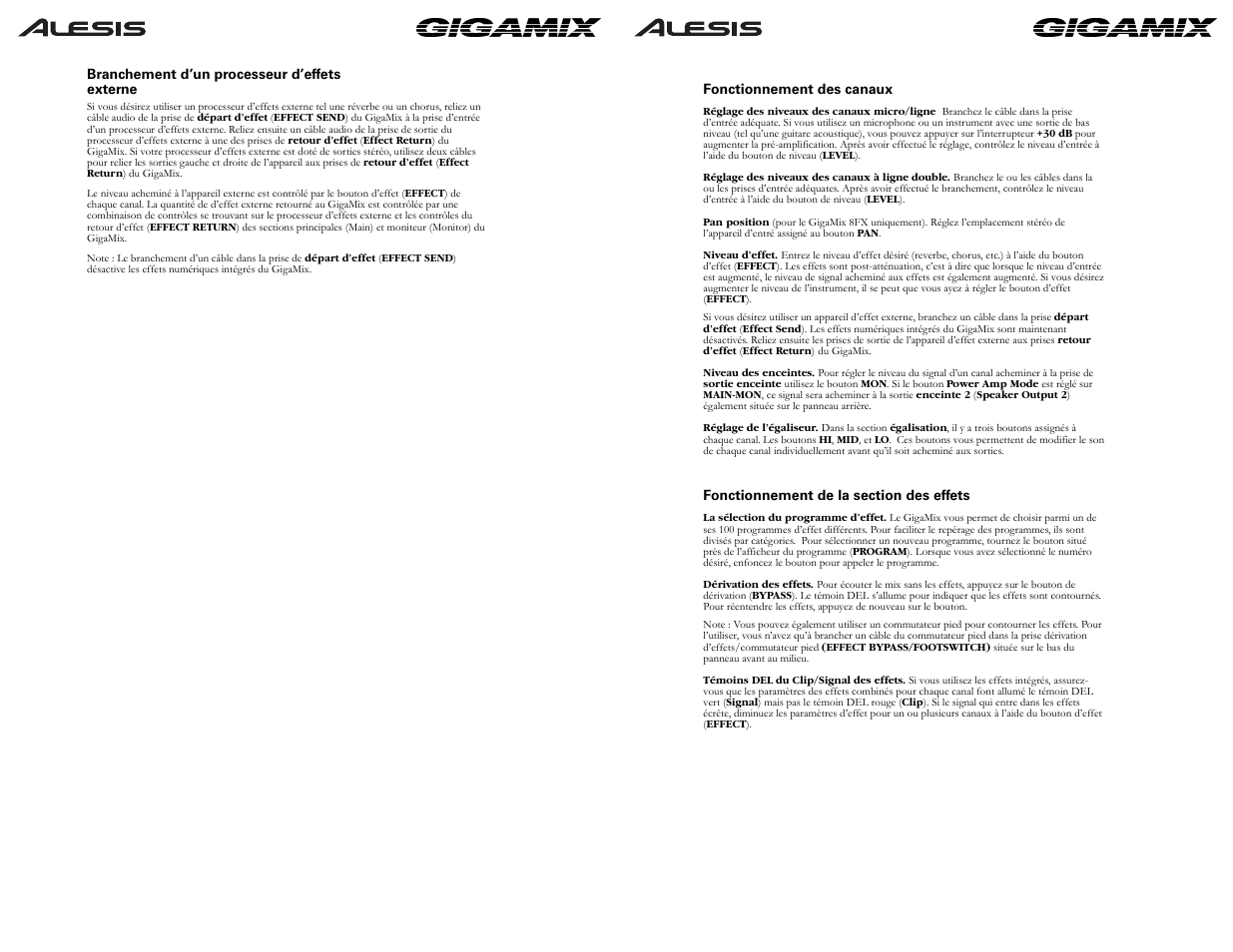 ALESIS GIGAMIX 6FX User Manual | Page 30 / 44