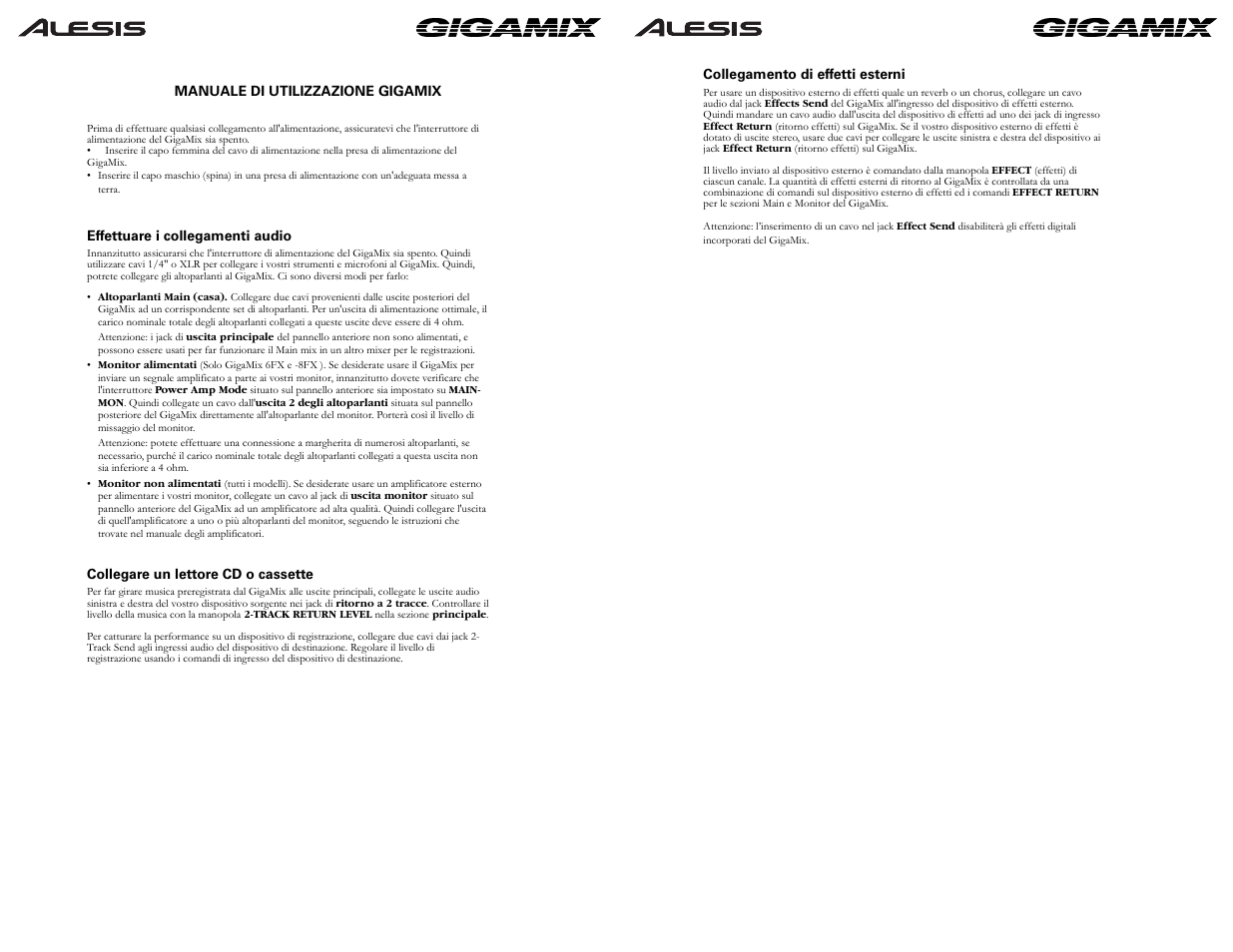 ALESIS GIGAMIX 6FX User Manual | Page 38 / 44