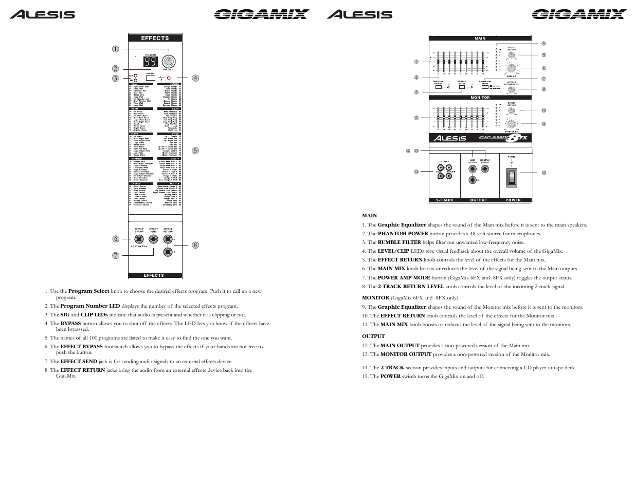 ALESIS GIGAMIX 6FX User Manual | Page 8 / 44