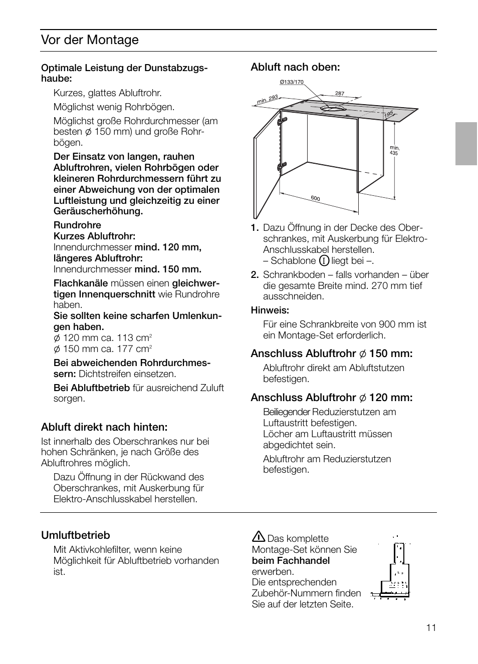 Vor der montage | Siemens LI44930 User Manual | Page 11 / 96