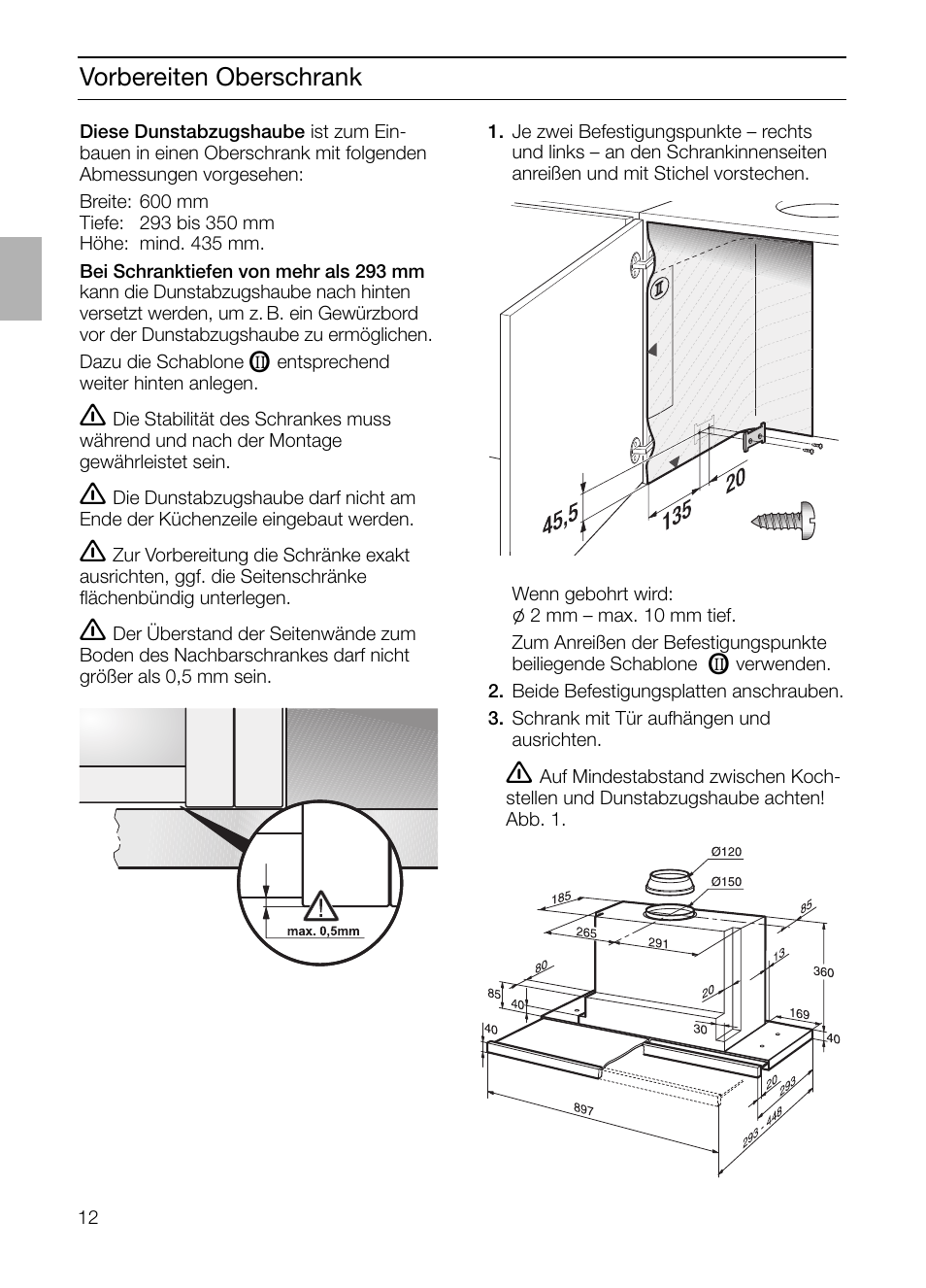 Vorbereiten oberschrank | Siemens LI44930 User Manual | Page 12 / 96