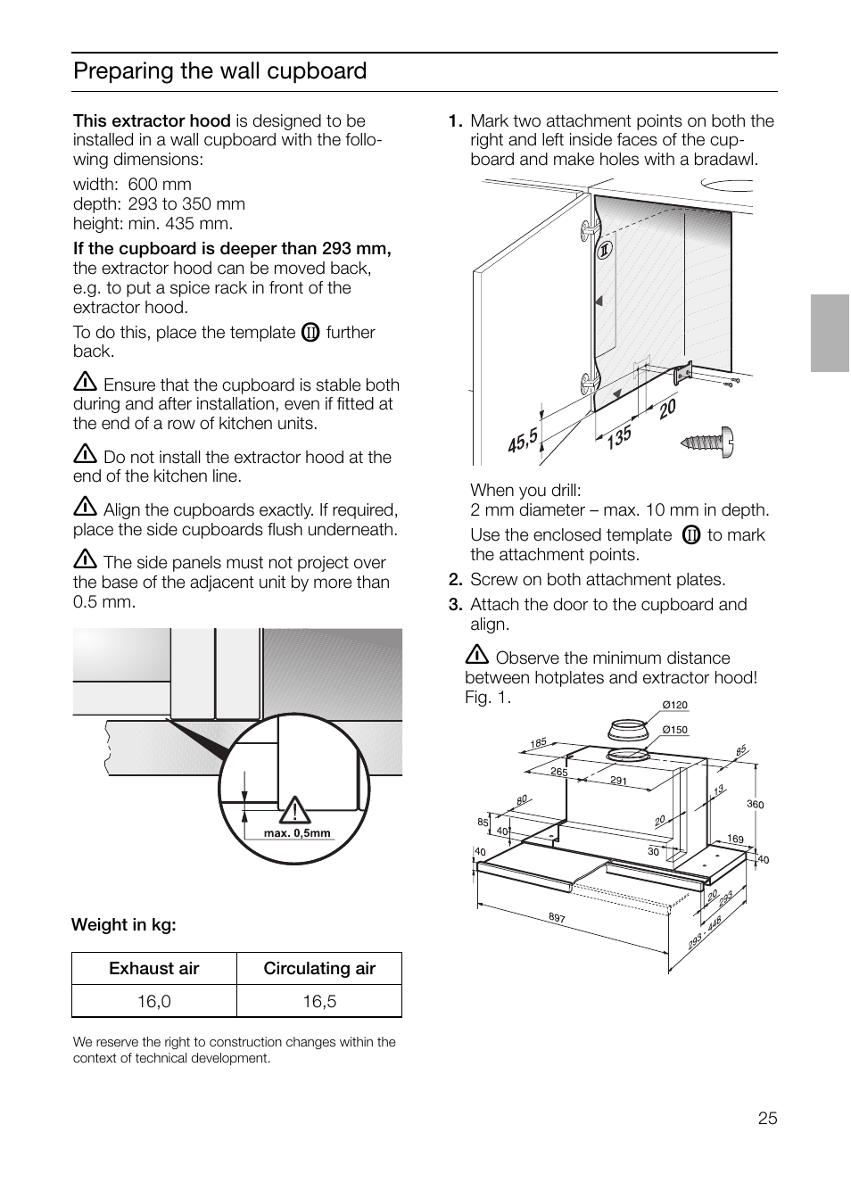 Preparing the wall cupboard | Siemens LI44930 User Manual | Page 25 / 96