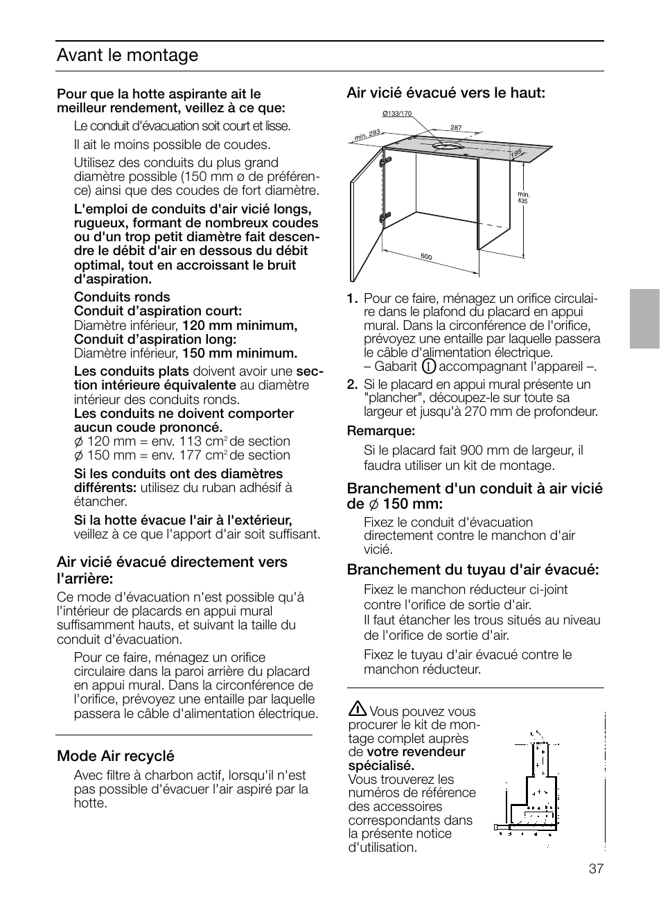 Avant le montage | Siemens LI44930 User Manual | Page 37 / 96
