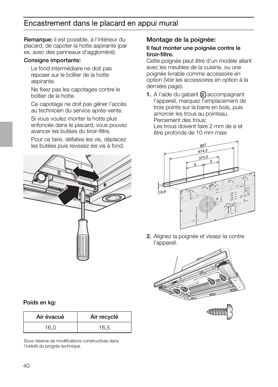 Encastrement dans le placard en appui mural | Siemens LI44930 User Manual | Page 40 / 96