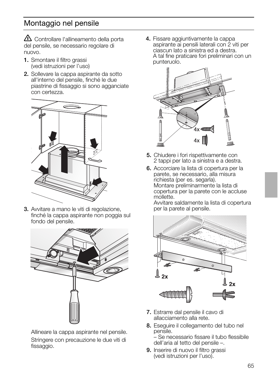 Montaggio nel pensile | Siemens LI44930 User Manual | Page 65 / 96