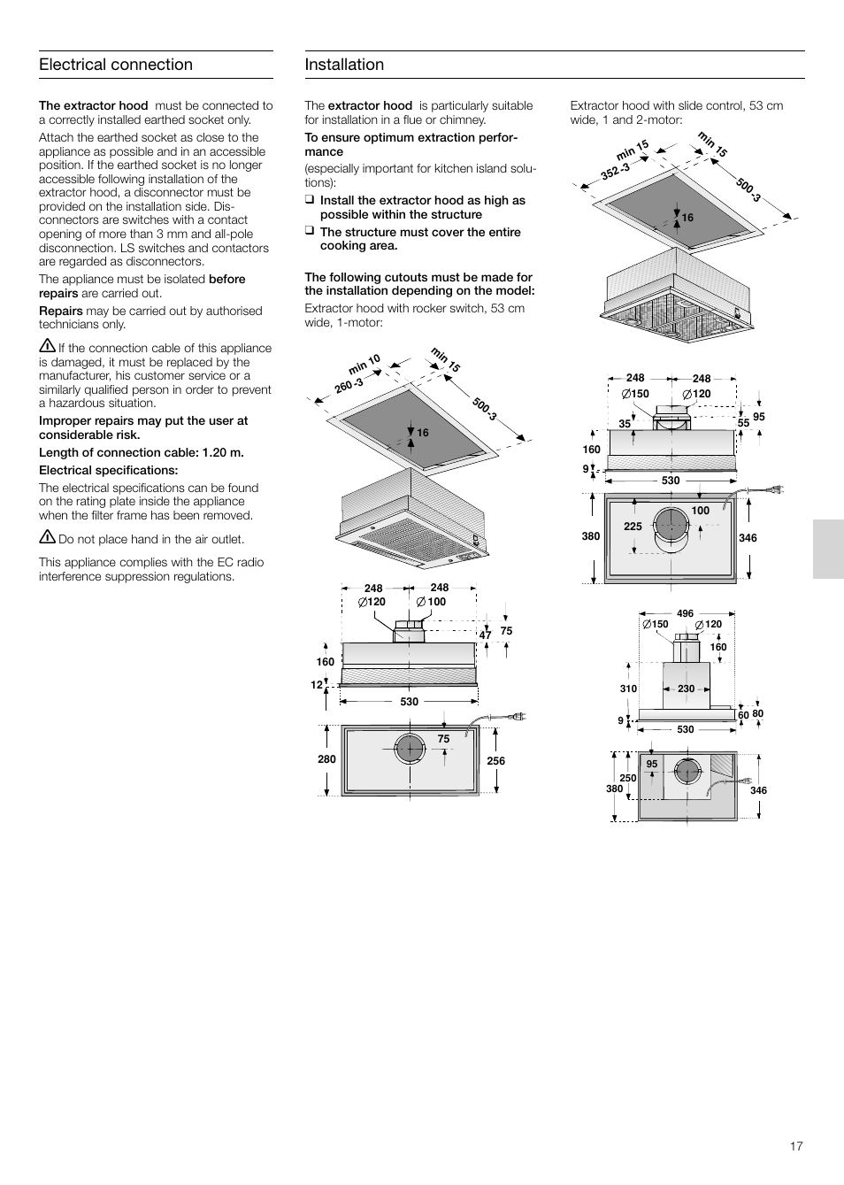 Electrical connection installation | Siemens LB75564 User Manual | Page 17 / 64