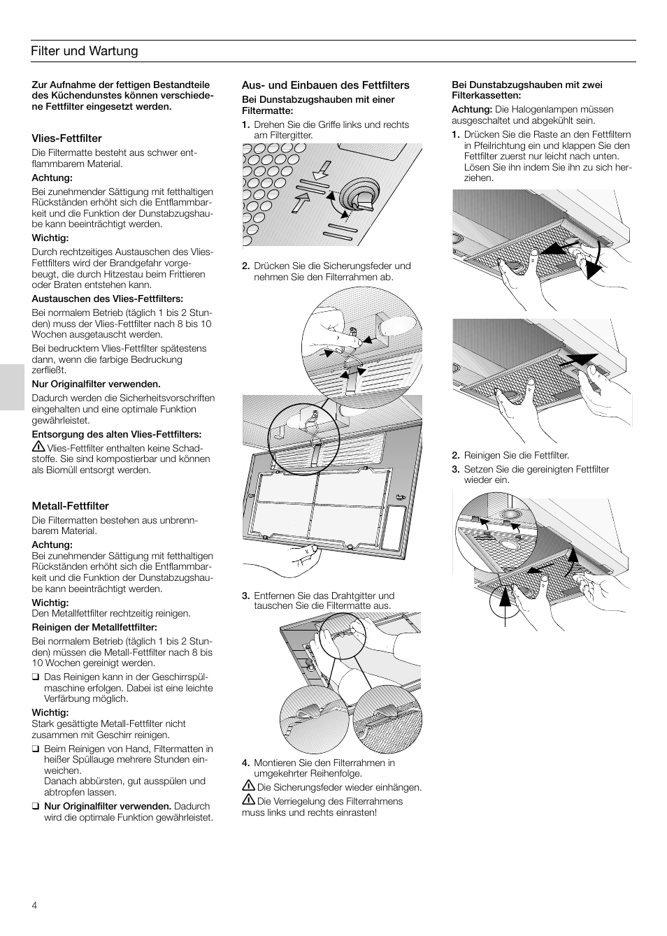 Filter und wartung | Siemens LB75564 User Manual | Page 4 / 64