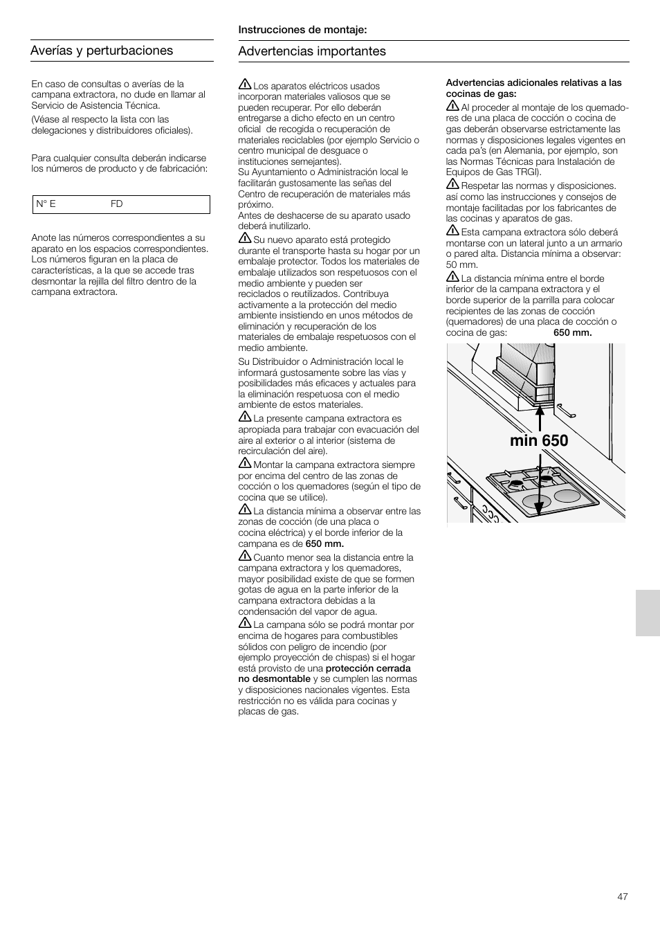 Min 650 | Siemens LB75564 User Manual | Page 47 / 64