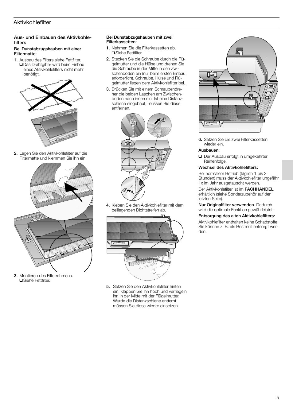 Aktivkohlefilter | Siemens LB75564 User Manual | Page 5 / 64