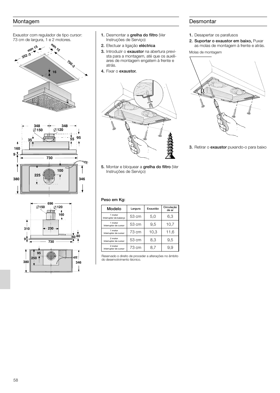 Montagem, Desmontar | Siemens LB75564 User Manual | Page 58 / 64