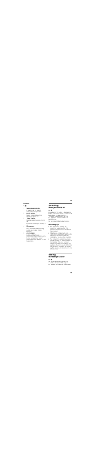 Controls, Switching the appliance on, Operating tips | Setting the temperature | Siemens GI18DA65 User Manual | Page 25 / 81