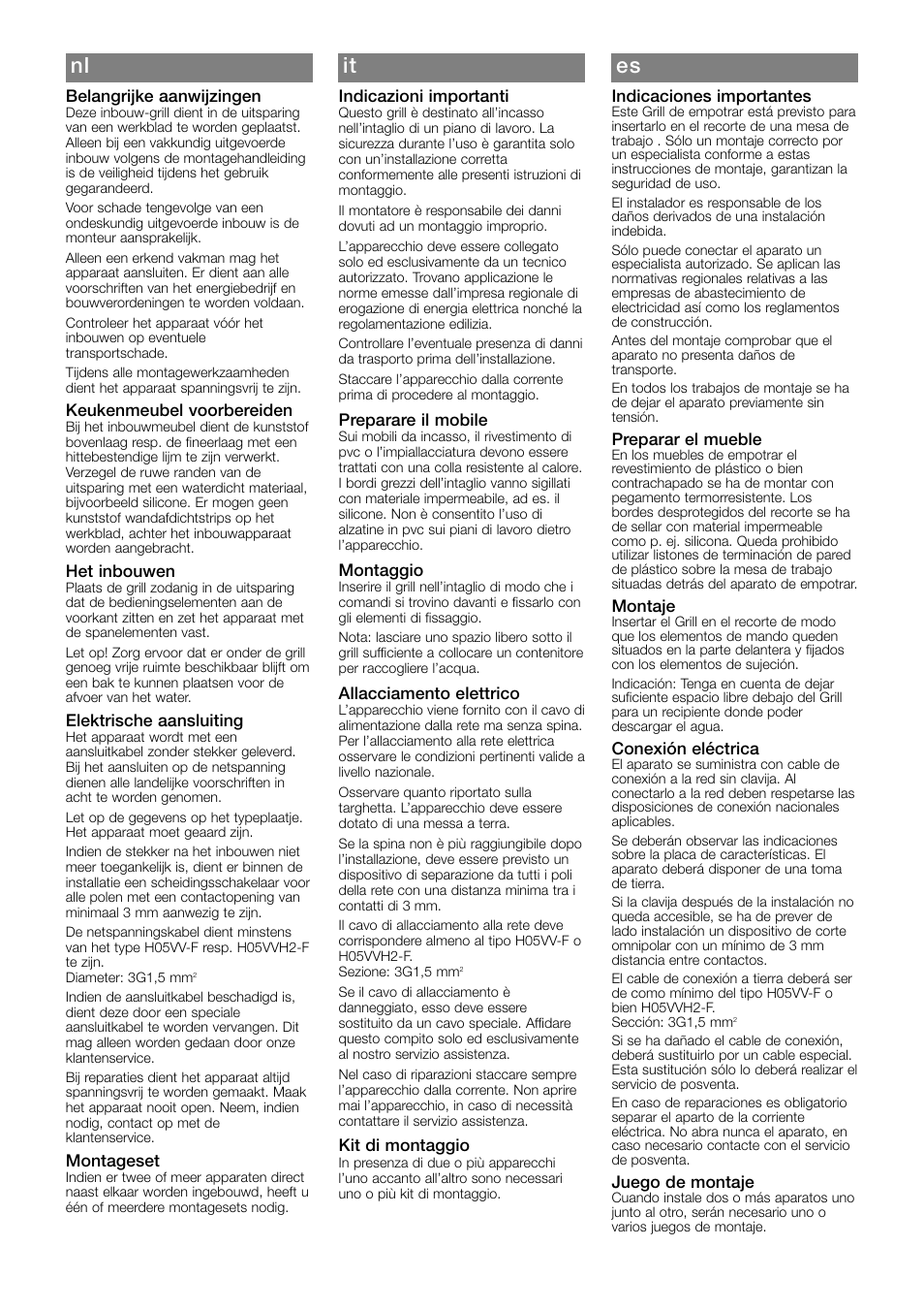 Nl it es | Siemens ET475MU11E User Manual | Page 4 / 8