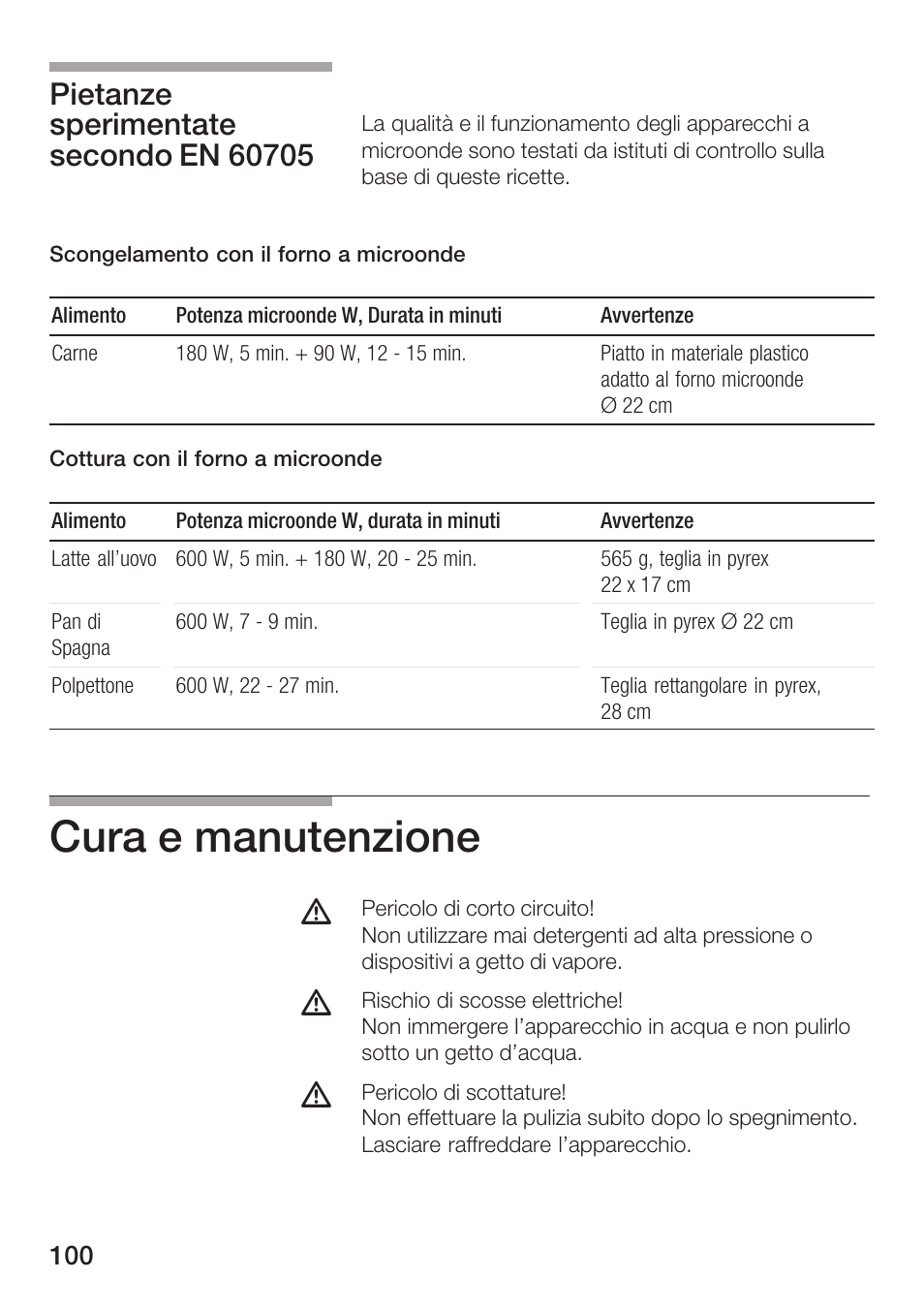 Cura e manutenzione | Siemens HF12M240 User Manual | Page 100 / 132