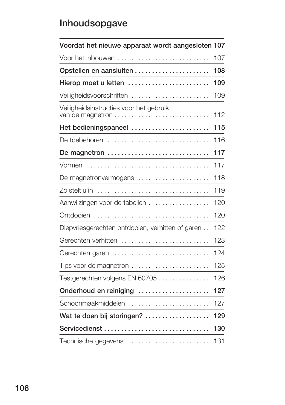 Inhoudsopgave | Siemens HF12M240 User Manual | Page 106 / 132