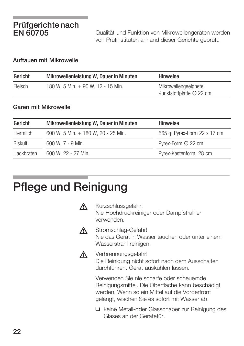 Pflege und reinigung | Siemens HF12M240 User Manual | Page 22 / 132