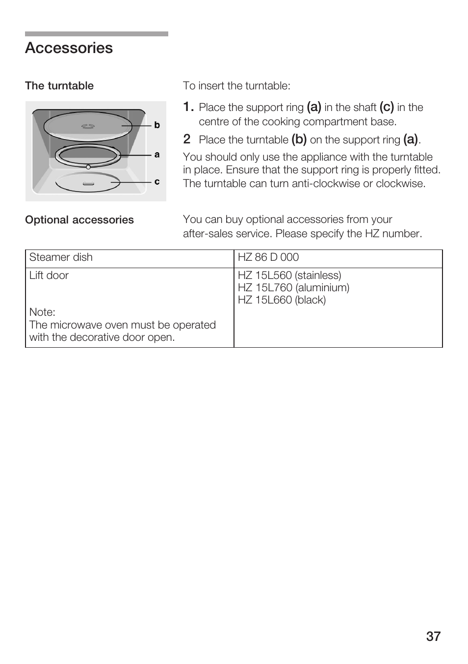 Accessories | Siemens HF12M240 User Manual | Page 37 / 132