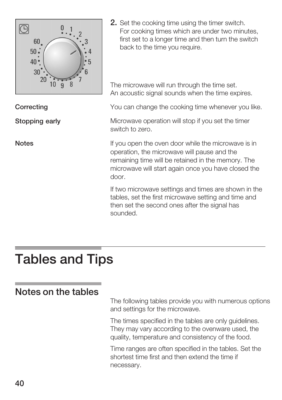 Tables and tips | Siemens HF12M240 User Manual | Page 40 / 132