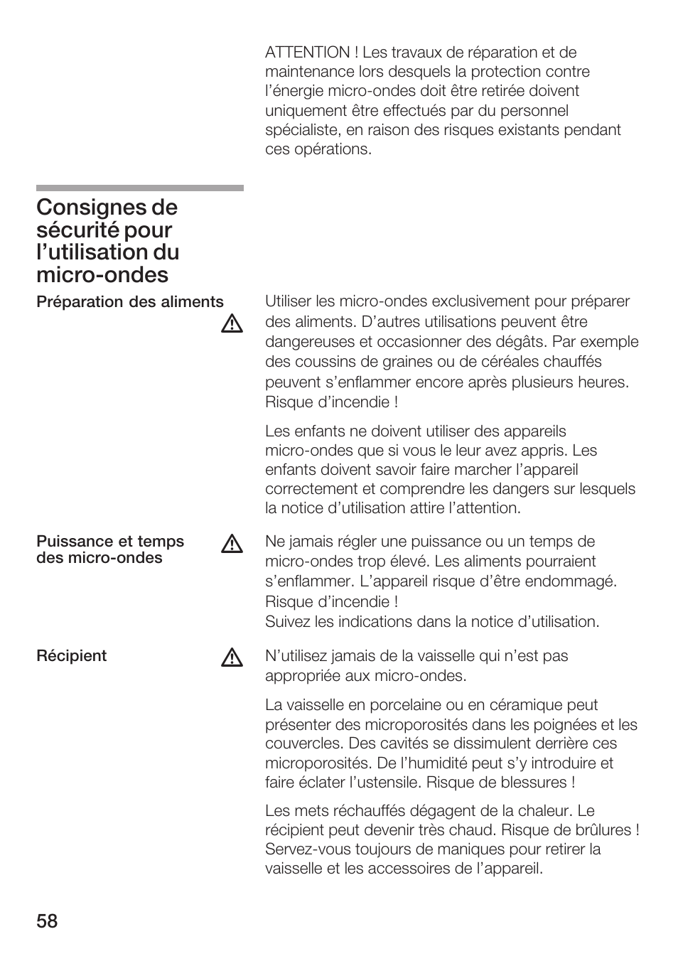 Siemens HF12M240 User Manual | Page 58 / 132