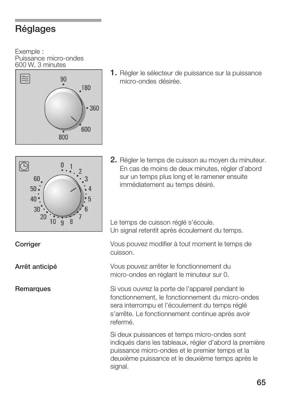 Réglages | Siemens HF12M240 User Manual | Page 65 / 132