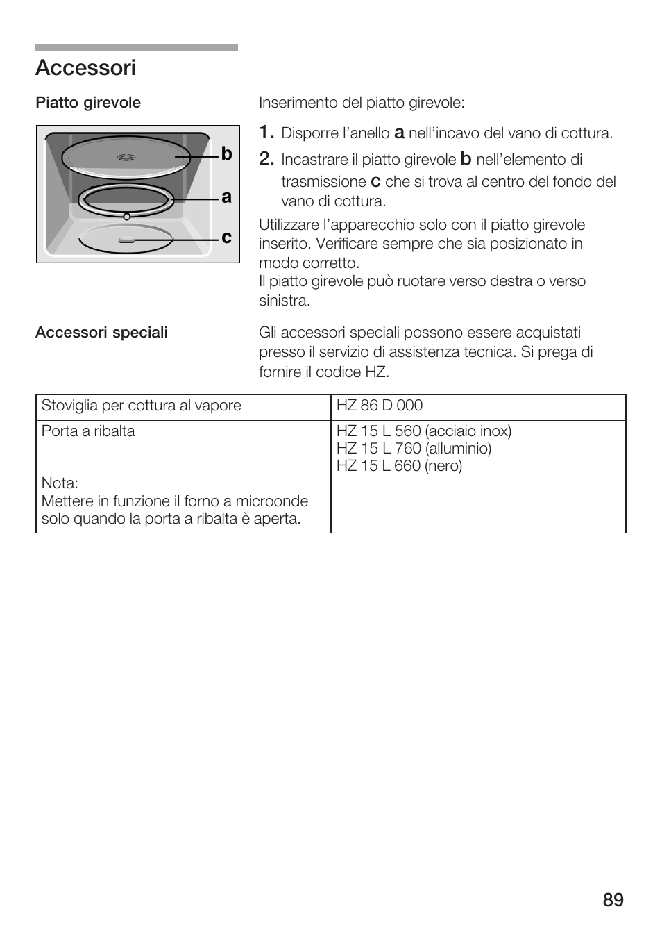 Accessori | Siemens HF12M240 User Manual | Page 89 / 132