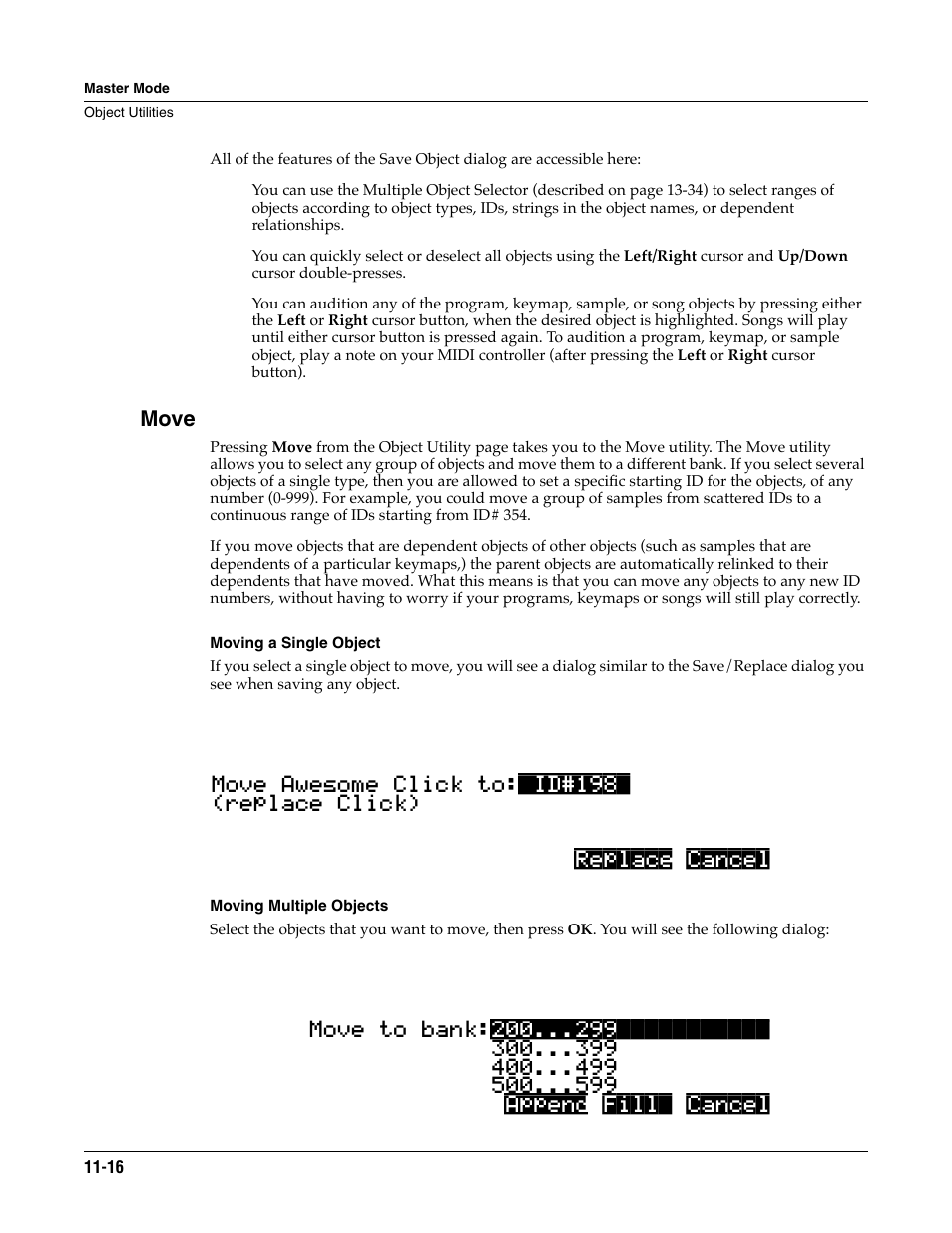 Move, Moving a single object, Moving multiple objects | ALESIS K2661 User Manual | Page 106 / 286