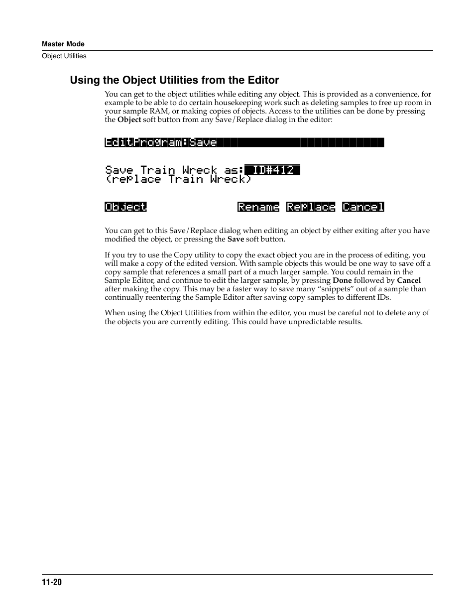 Using the object utilities from the editor | ALESIS K2661 User Manual | Page 110 / 286