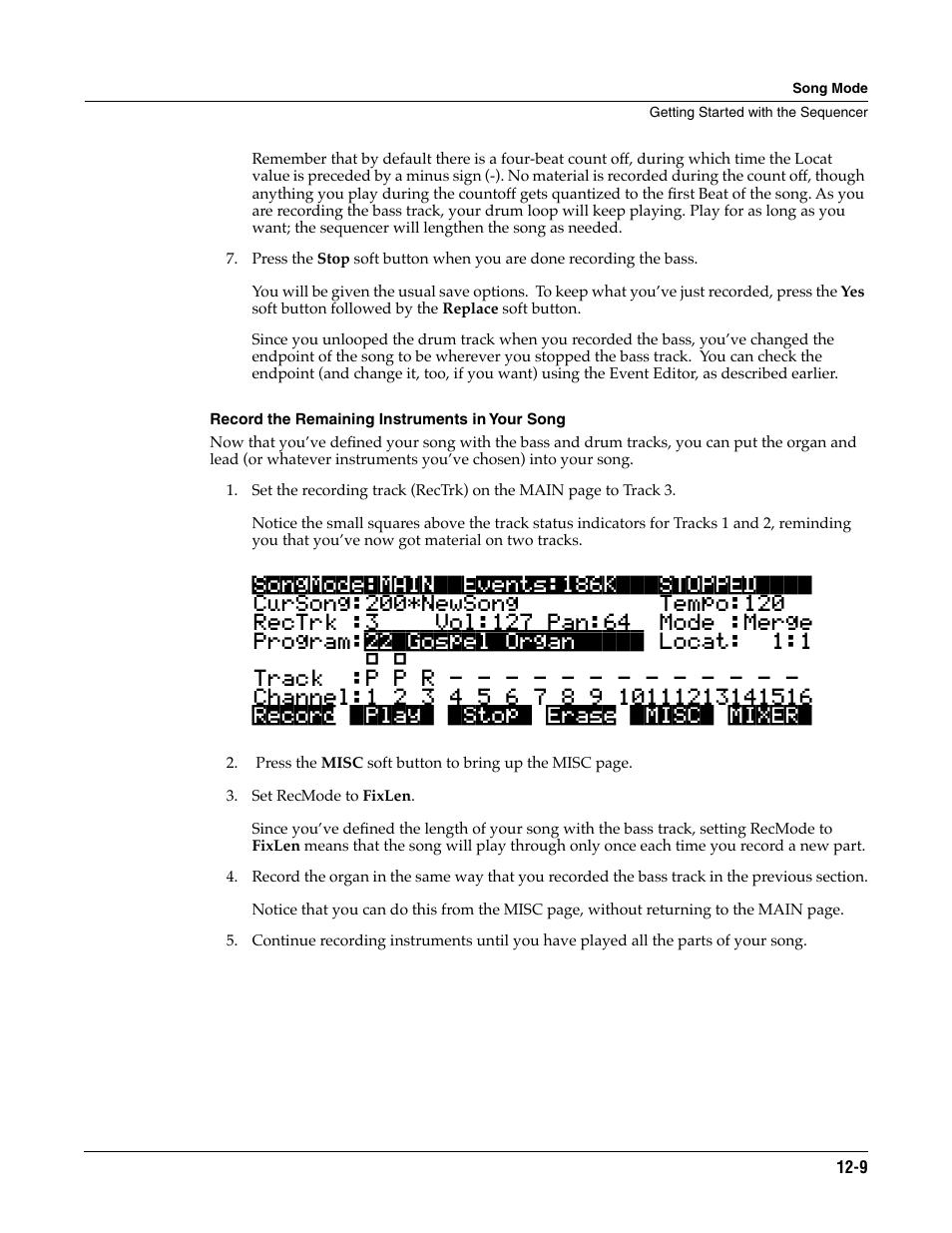 Record the remaining instruments in your song | ALESIS K2661 User Manual | Page 119 / 286