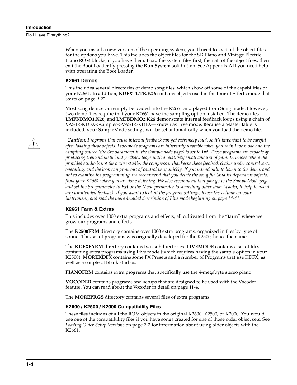 K2661 demos, K2661 farm & extras, K2600 / k2500 / k2000 compatibility files | ALESIS K2661 User Manual | Page 12 / 286