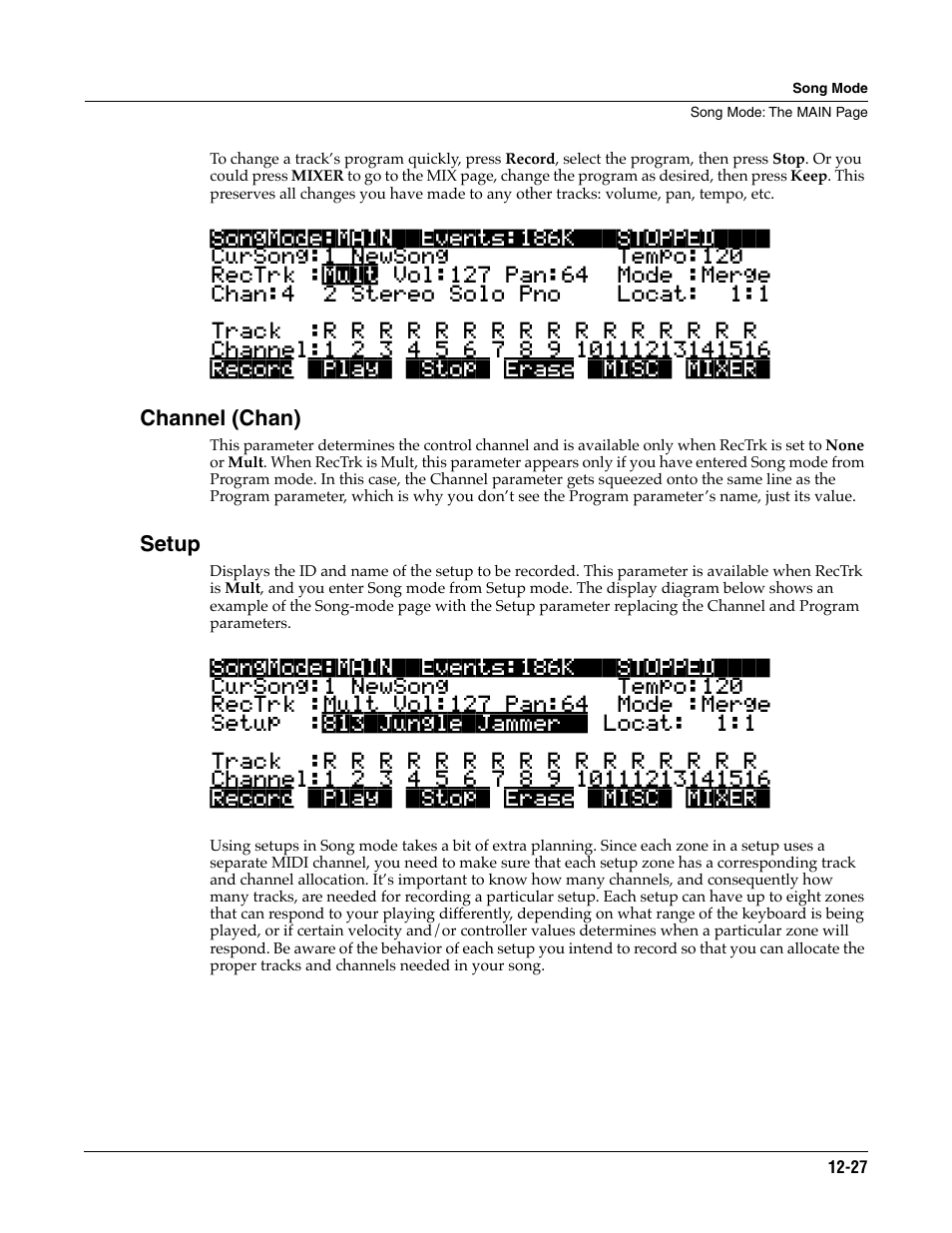 Channel (chan), Setup | ALESIS K2661 User Manual | Page 137 / 286