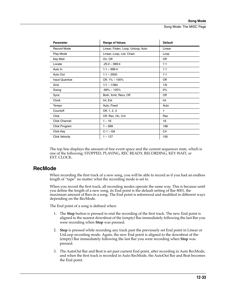 Recmode | ALESIS K2661 User Manual | Page 143 / 286