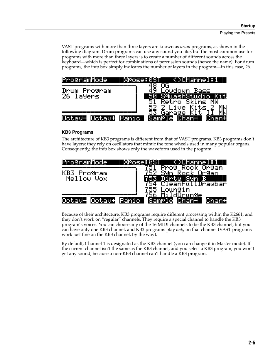 Kb3 programs | ALESIS K2661 User Manual | Page 17 / 286