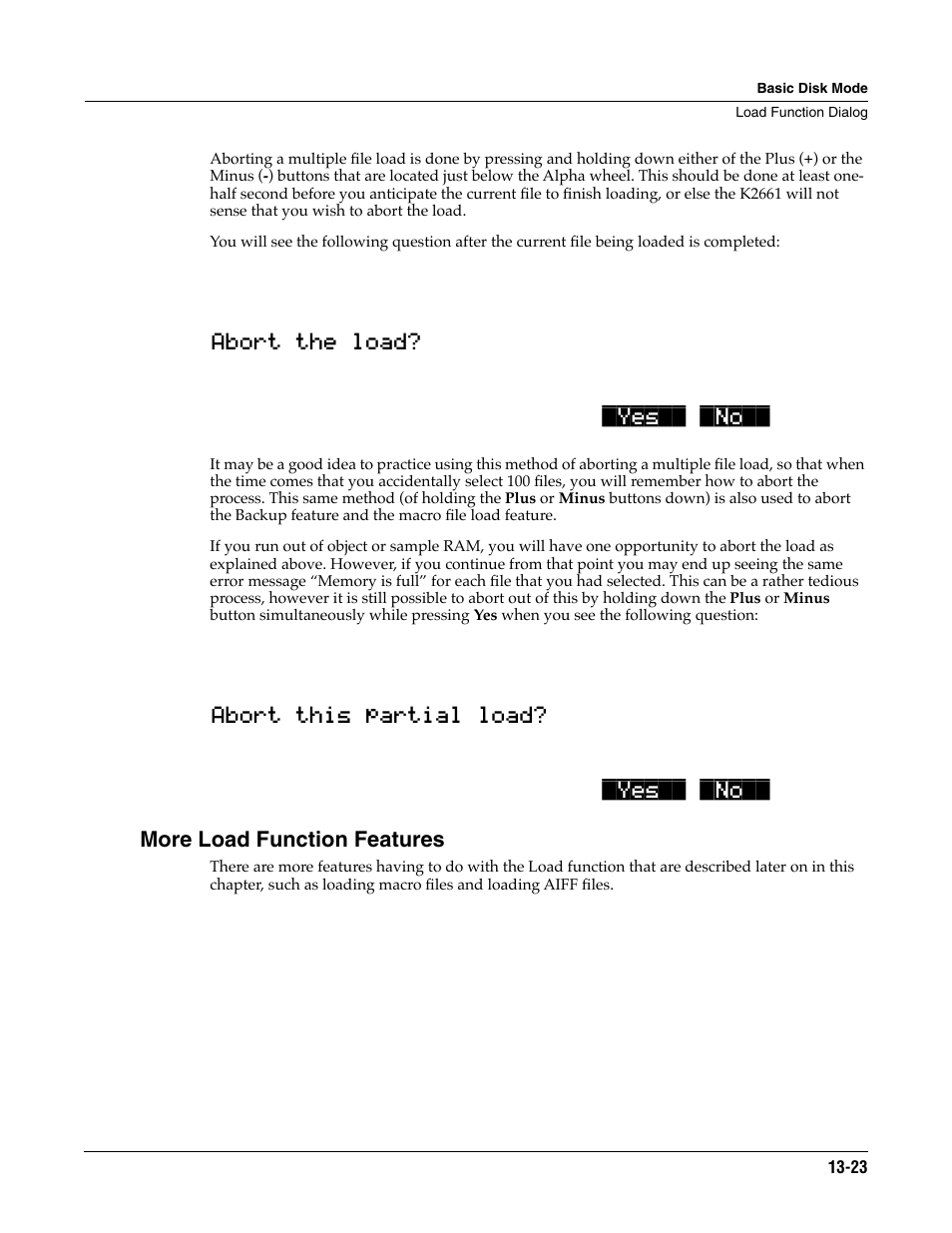 More load function features | ALESIS K2661 User Manual | Page 173 / 286