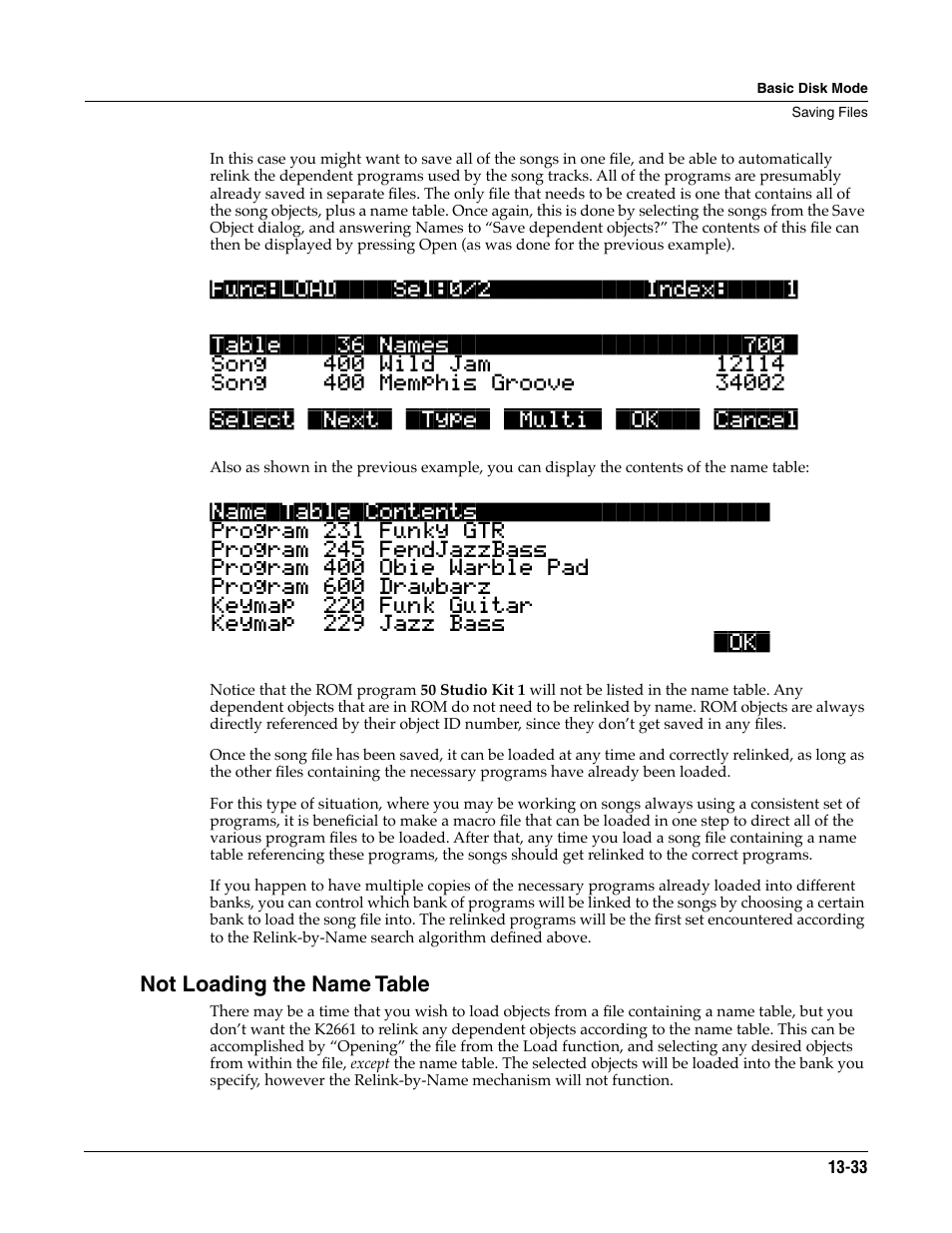 Not loading the name table | ALESIS K2661 User Manual | Page 183 / 286