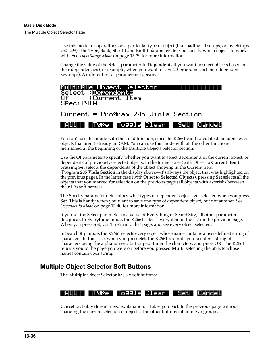 Multiple object selector soft buttons | ALESIS K2661 User Manual | Page 186 / 286