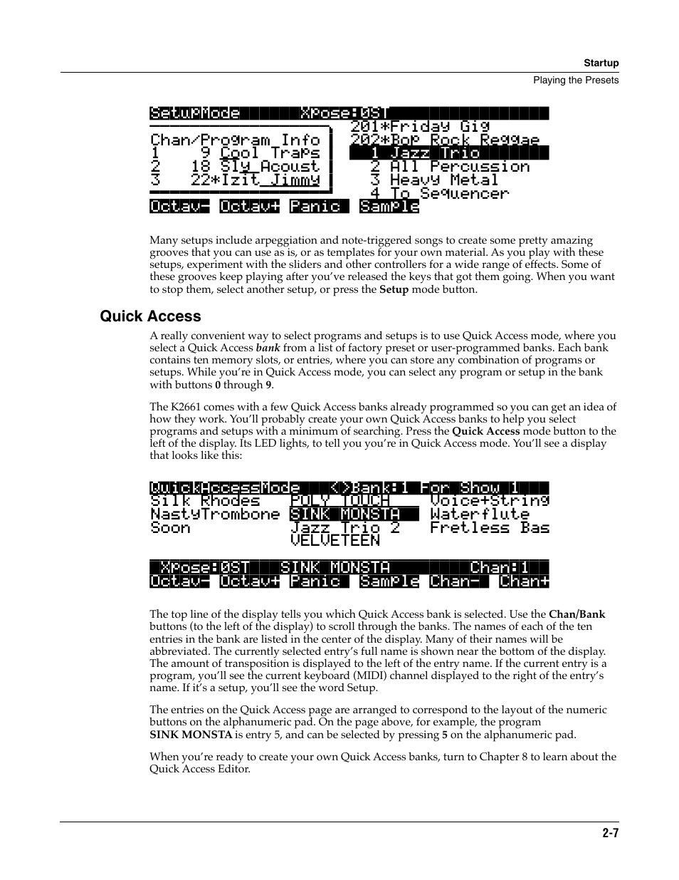 Quick access | ALESIS K2661 User Manual | Page 19 / 286