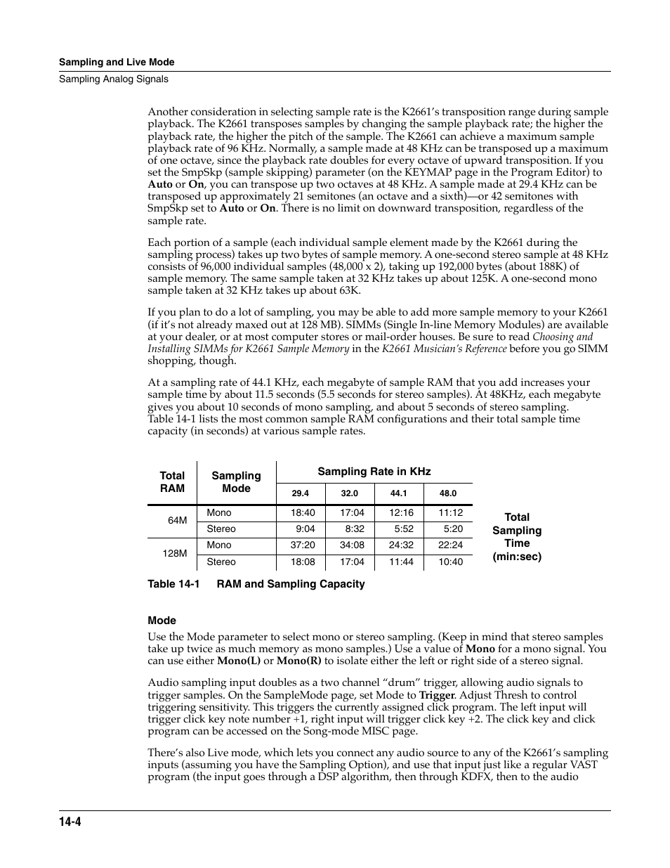 Mode | ALESIS K2661 User Manual | Page 196 / 286