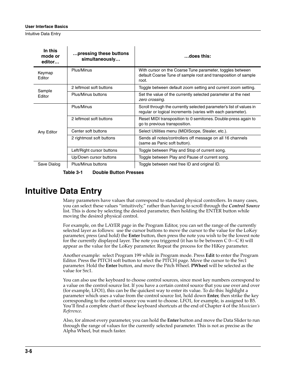 Intuitive data entry, Intuitive data entry -6 | ALESIS K2661 User Manual | Page 26 / 286