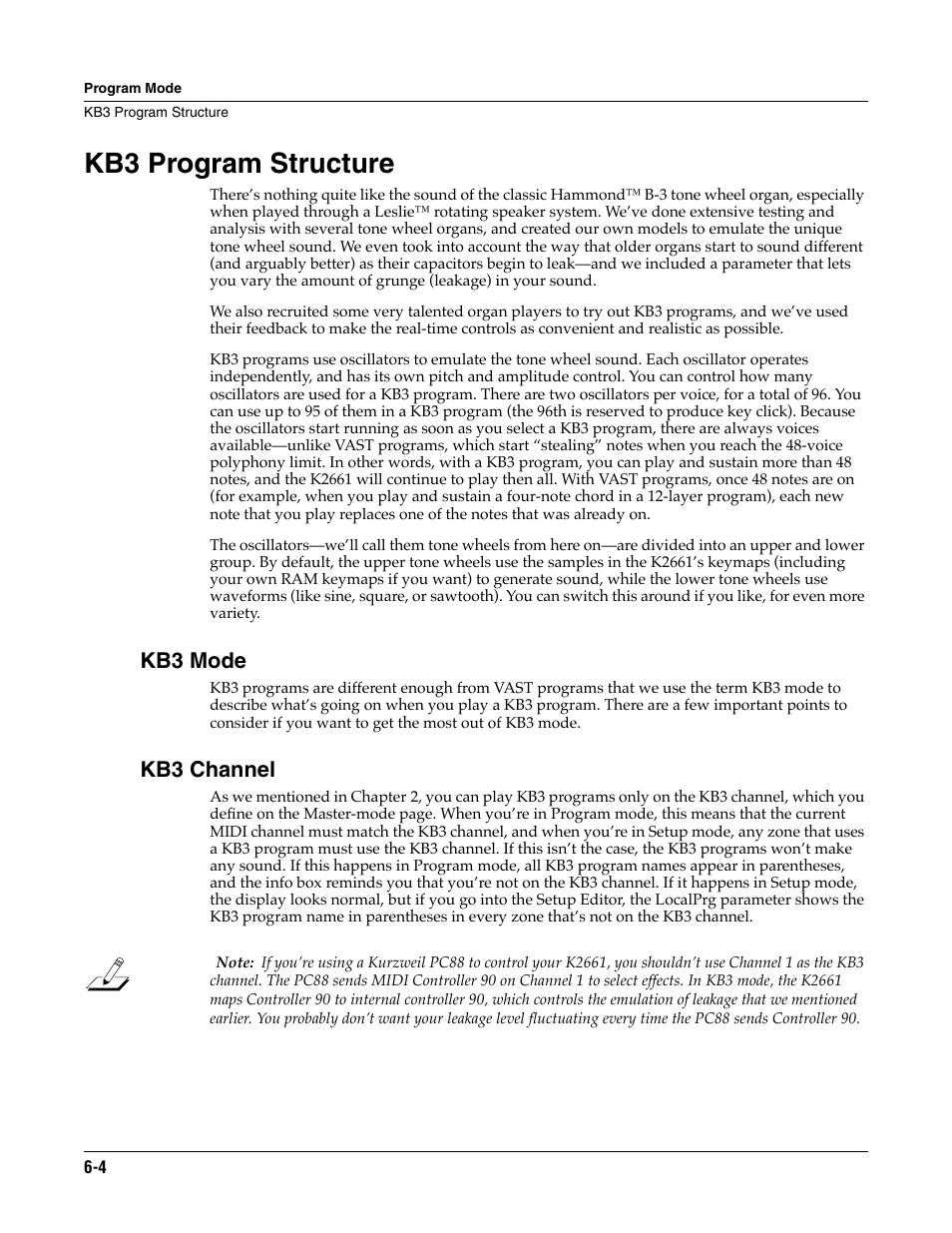 Kb3 program structure, Kb3 mode, Kb3 channel | Kb3 program structure -4 | ALESIS K2661 User Manual | Page 46 / 286