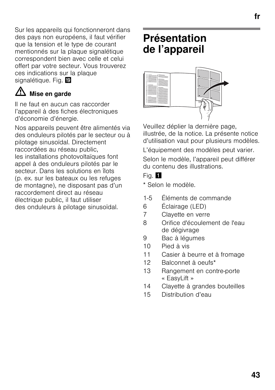 Présentation de l’appareil, Fr 43 | Siemens KS36WPI30 User Manual | Page 43 / 94
