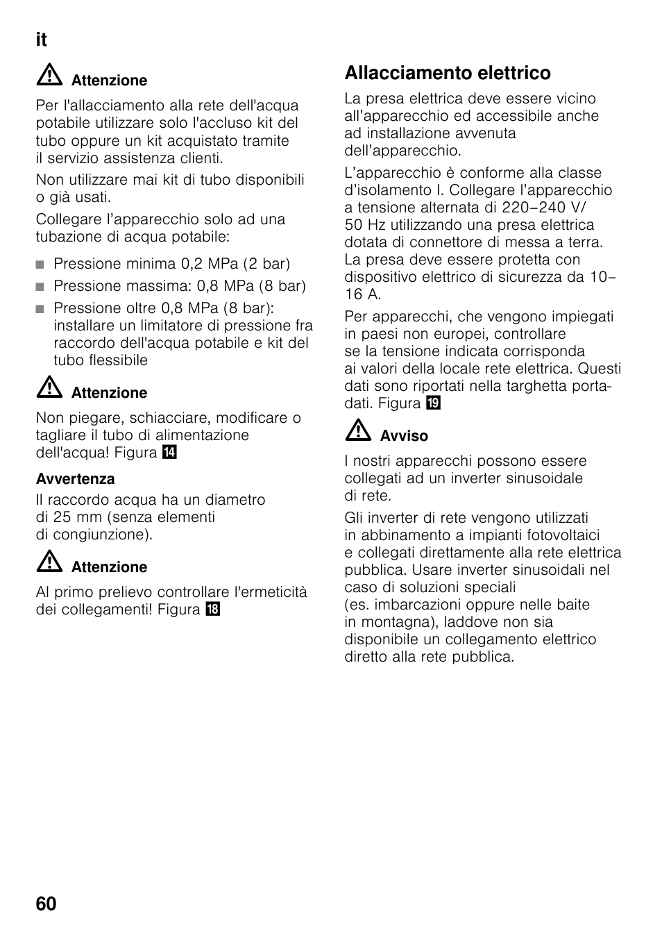 Allacciamento elettrico, It 60 | Siemens KS36WPI30 User Manual | Page 60 / 94