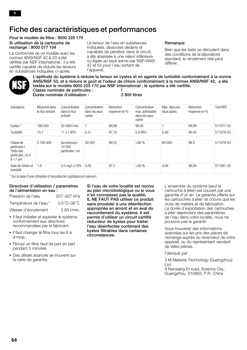 Fiche des caractéristiques et performances | Siemens KA62DP91 User Manual | Page 64 / 115