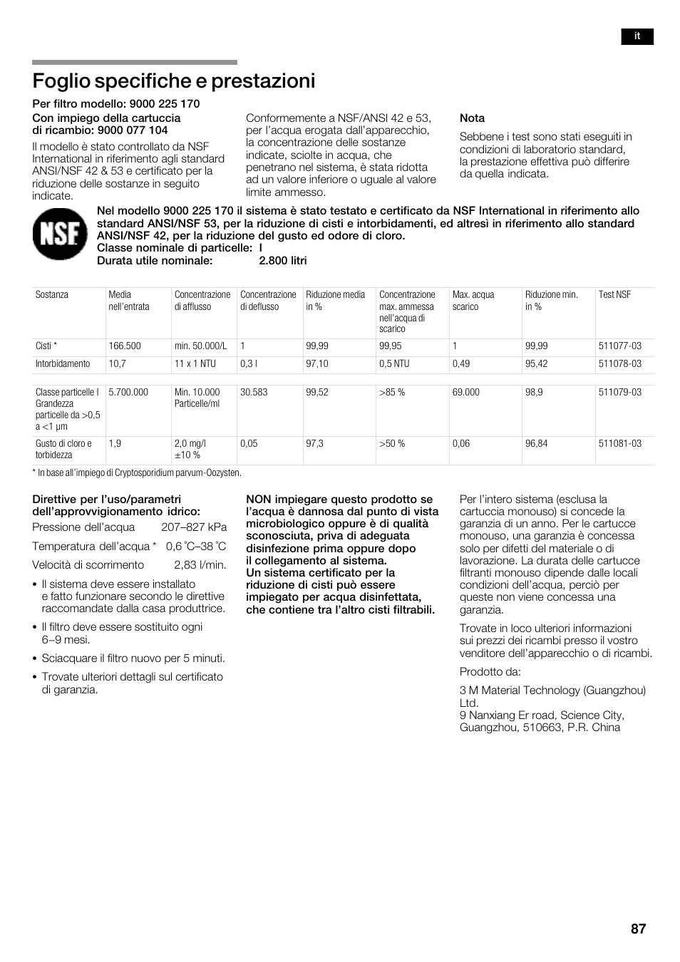 Foglio specifiche e prestazioni | Siemens KA62DP91 User Manual | Page 87 / 115