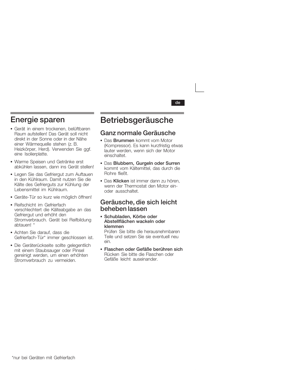 Betriebsgeräusche, Energie sparen, Ganz normale geräusche | Geräusche, die sich leicht beheben lassen | Siemens KI24RV21FF User Manual | Page 13 / 74