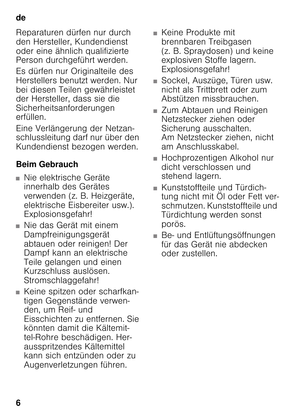 Beim gebrauch | Siemens GS58NAW40 User Manual | Page 6 / 98