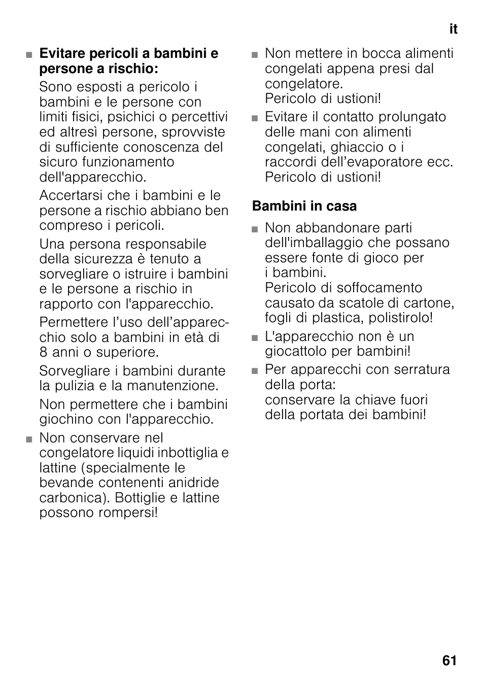 Bambini in casa | Siemens GS58NAW40 User Manual | Page 61 / 98