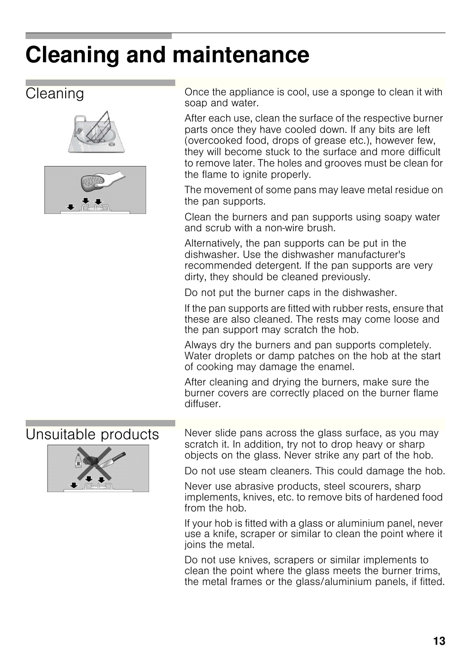 Cleaning and maintenance, Cleaning, Unsuitable products | Siemens ER326AB70E User Manual | Page 12 / 105