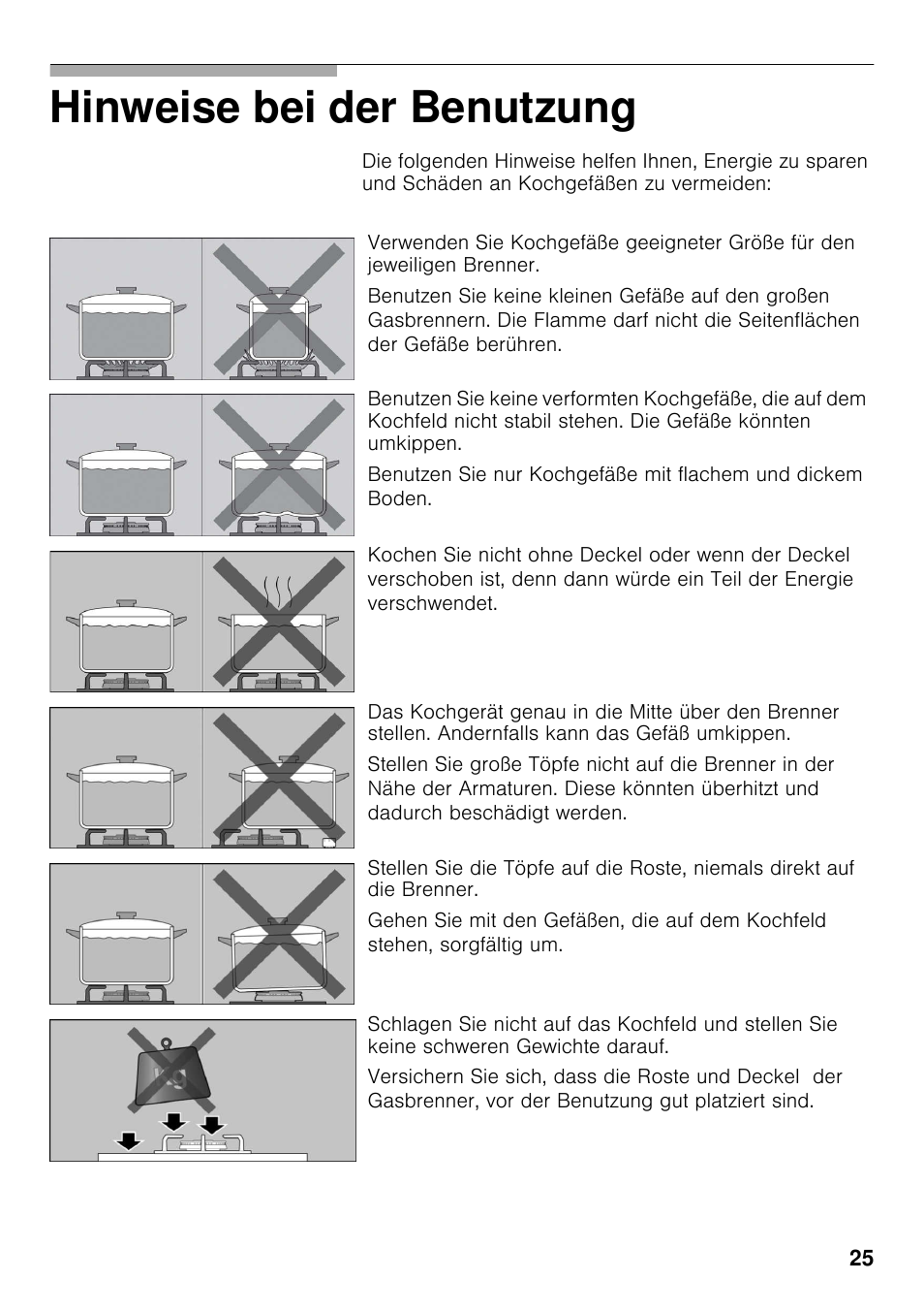 Hinweise bei der benutzung | Siemens ER326AB70E User Manual | Page 24 / 105