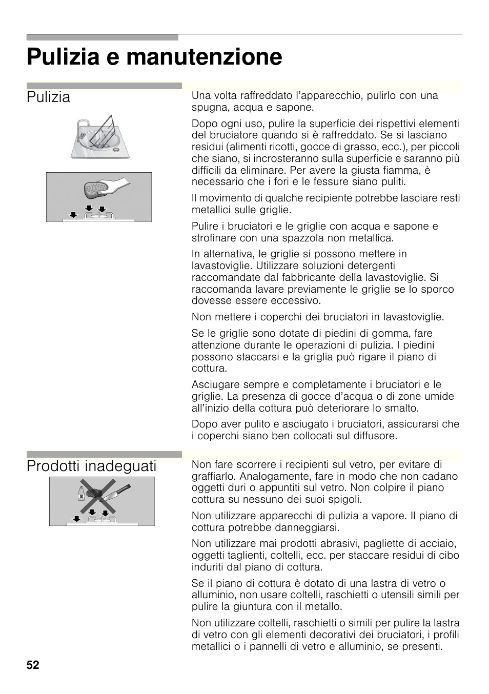 Pulizia e manutenzione, Pulizia, Prodotti inadeguati | Siemens ER326AB70E User Manual | Page 51 / 105