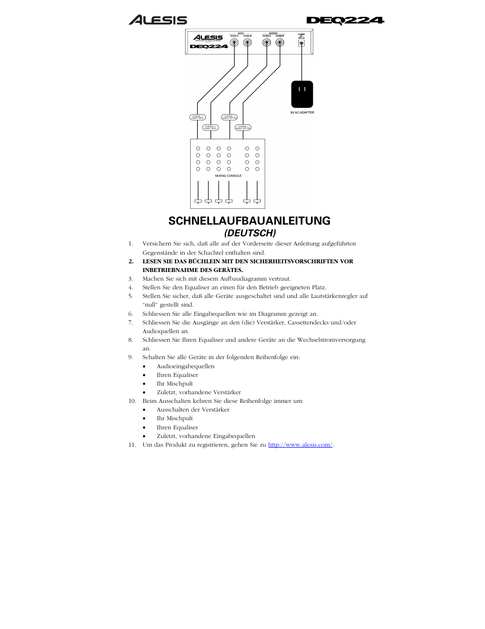 Schnellaufbauanleitung, Deutsch) | ALESIS DEQ224 User Manual | Page 6 / 11