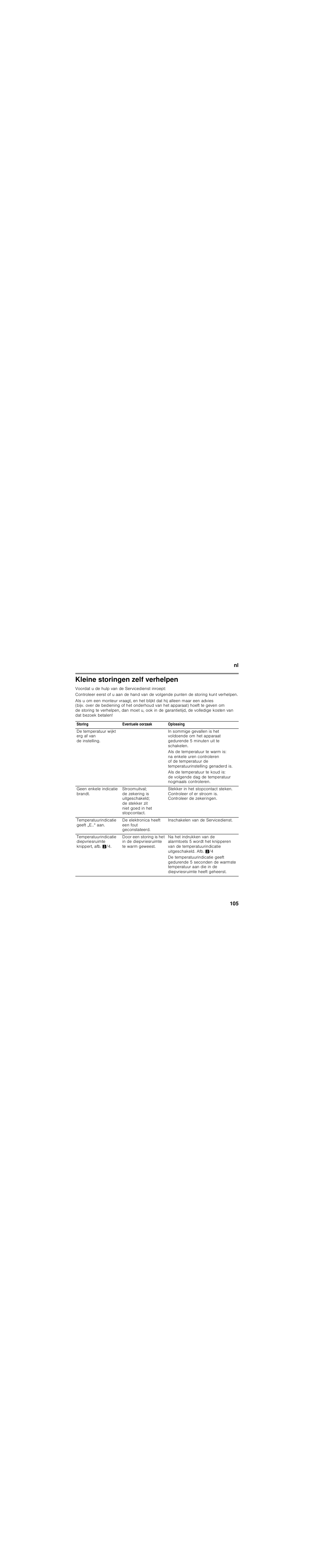 Kleine storingen zelf verhelpen | Siemens KI86SAD40 User Manual | Page 105 / 112